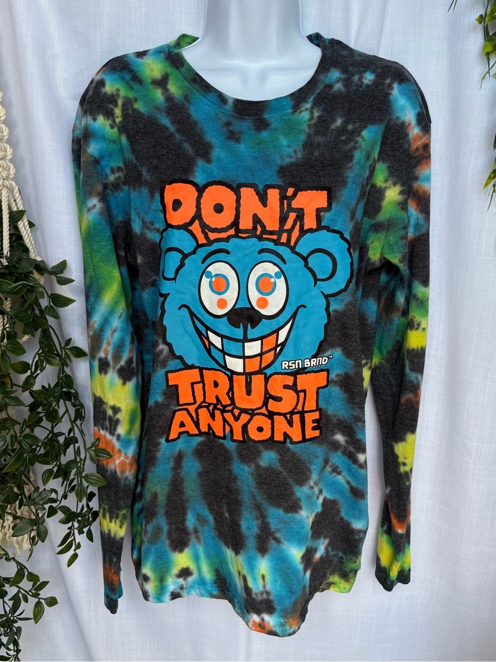 Reason Clothing Storm Eye Tie Dye Dont Trust Anyone Long Sleeve Graphic Tee M